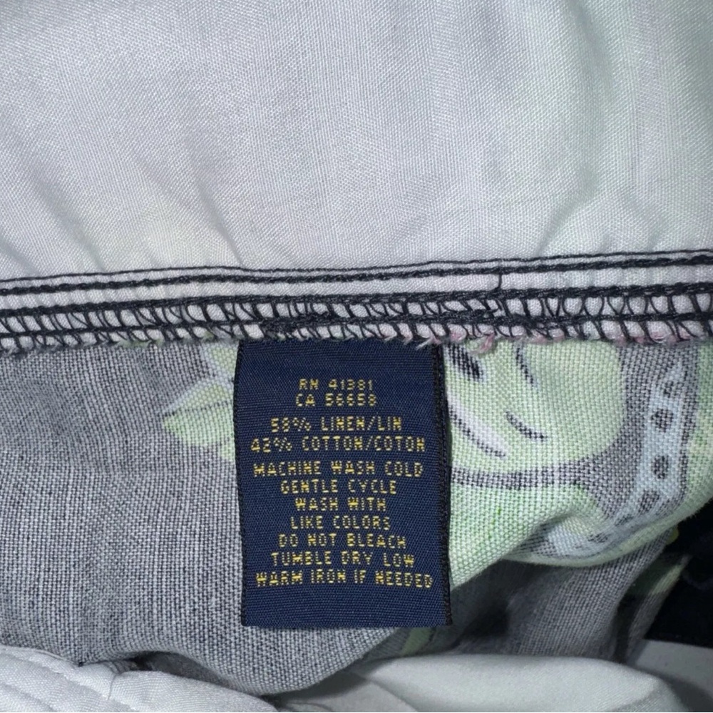 Polo Ralph Lauren Blue Pink Green Linen Cotton Blend Floral Print Shorts - Picture 6 of 6